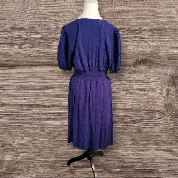 Draper James Blue/Purple Short Sleeve Dress with Smocked Waste, Medium, NWOT - Picture 2 of 5